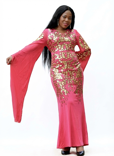 Maxi Dress Manche Évasée- Paillettes