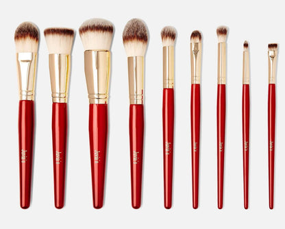 Juvia's Place 9-Piece Pro Red Brush Set for Face & Eye Makeup