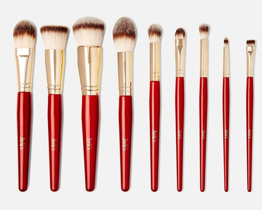 Juvia's Place 9-Piece Pro Red Brush Set for Face & Eye Makeup