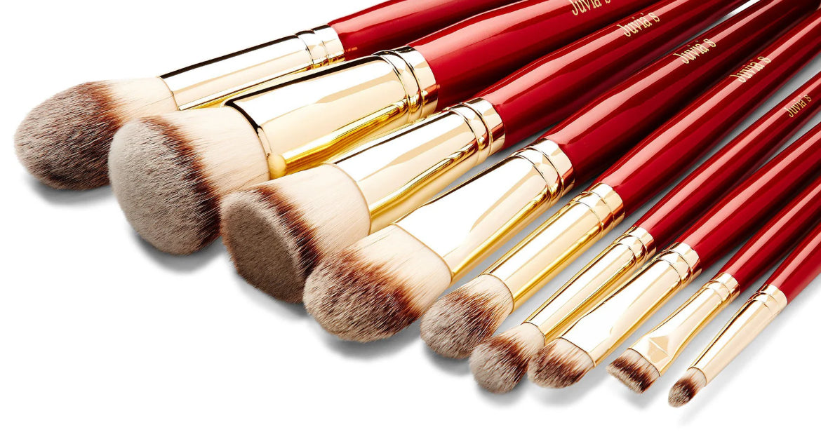 Juvia's Place 9-Piece Pro Red Brush Set for Face & Eye Makeup
